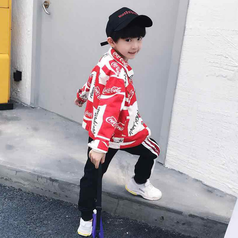 Boy Jacket 2022 Spring Autumn Clothing New Korean Version Baby Jacket Jacket Little Boy Creative Baseball Suit CUHK Boy