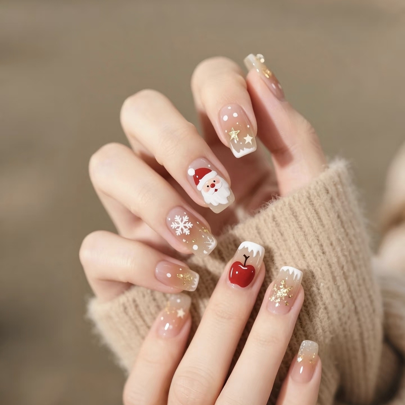 【Zhi Jia】2025 Santa Claus Handmade Wearable Nails Red Apple Whitening Nail Stickers High-End Wearable Nails 【Zhi Jia】2025 Santa Claus Handmade Wearable Nails Red Apple Whitening Nail Stickers High-End Wearable Nails