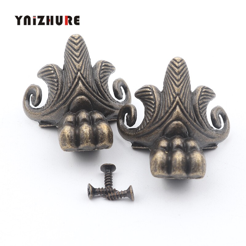 Eurostyle antique wooden case bottom foot decoration bottom foot upscale wine box brocade box bottom foot zinc alloy veterinary foot case protection corner