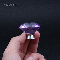 Wardrobe Handle Cabinet Door Drawers Crystal Handle Single Hole Diamond Cabinet Purple Crystal Glass 40mm Handle