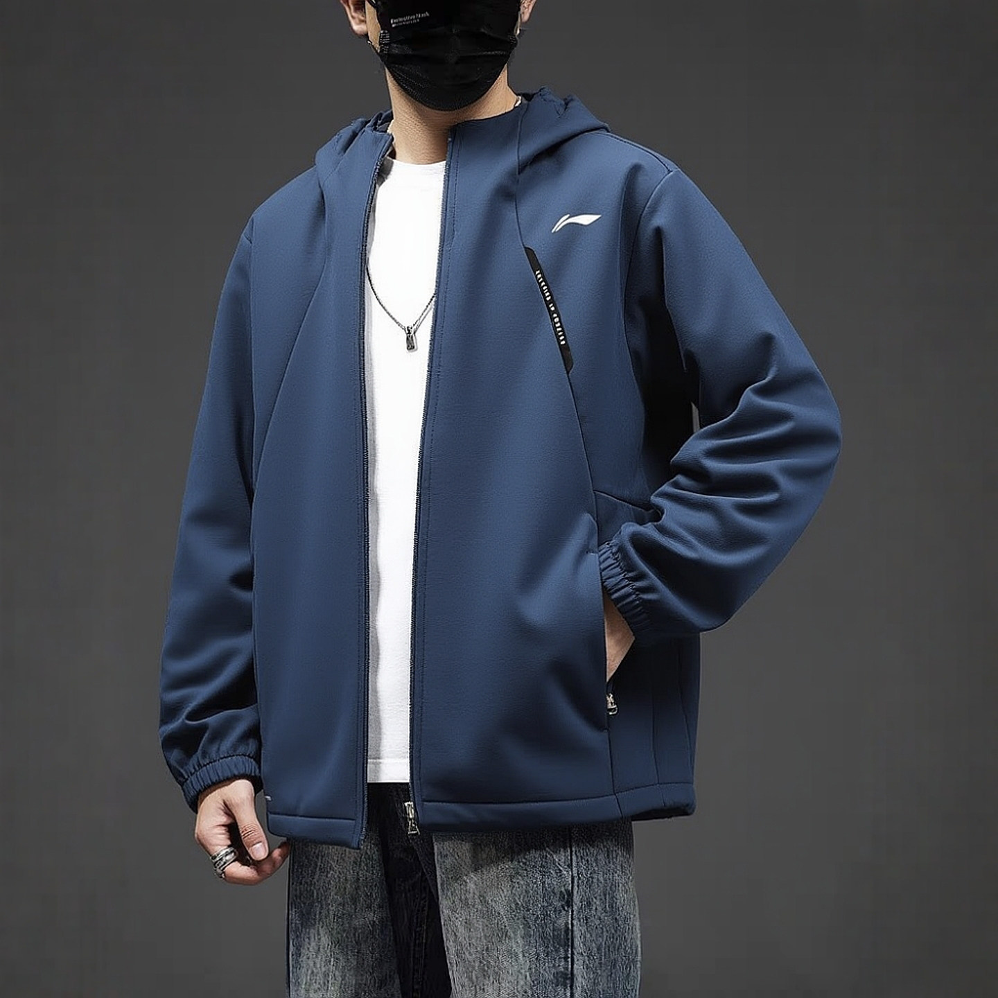 Li-Ning Fitness Series Fleece-Lined Warm Water-Repellent Sports Windbreaker Men's 2025 Winter New Woven Thick Jacket