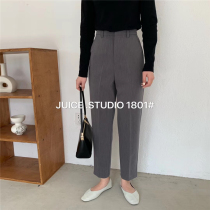 JUICE1801 wool suit pants woman 2021 autumn and winter 100 lap high waist loose with slim 90% smoke tube straight tube pants
