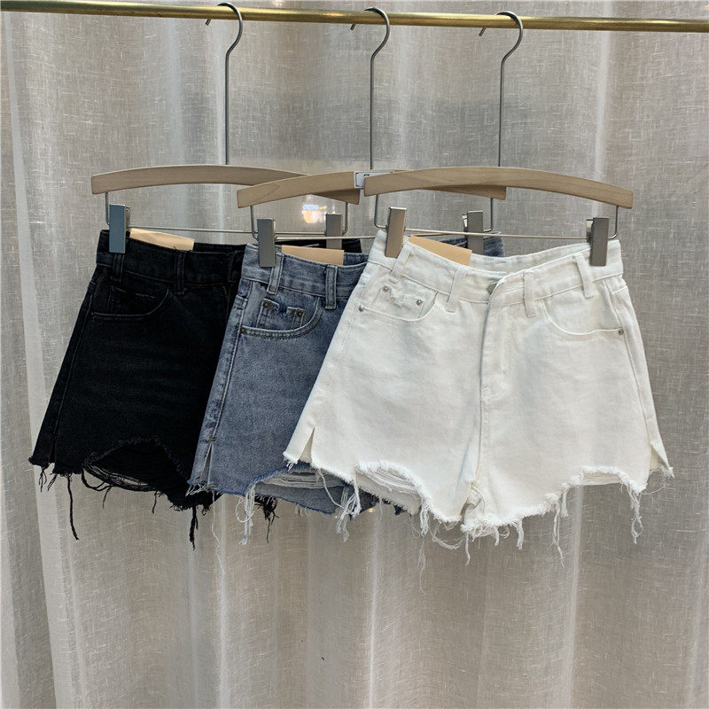 Z Z STUDIO Zhenzhenjia 6283 high-waisted denim shorts women's summer burrs are thin a-line wide-leg hot pants
