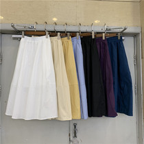 DDJ1923 Half Body Skirt Woman 2021 Spring Summer Chinese long section High waist a character loose with slim fit knee large hem skirt umbrella skirt