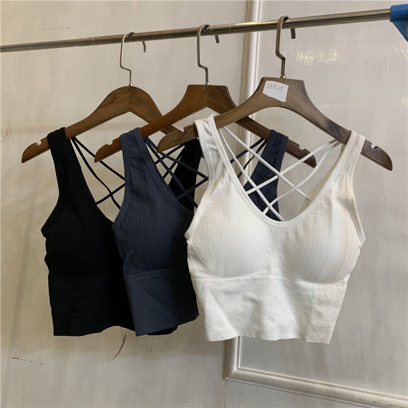 Spring and summer cross beautiful back camisole female bottoming with chest pad wrap chest tube top net red inside and outside wear underwear bra