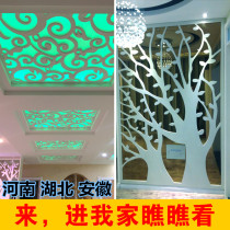 Carved board hollow TV entrance Modern wall Solid wood ceiling wood-plastic board Nordic flower strands empty living room aisle partition