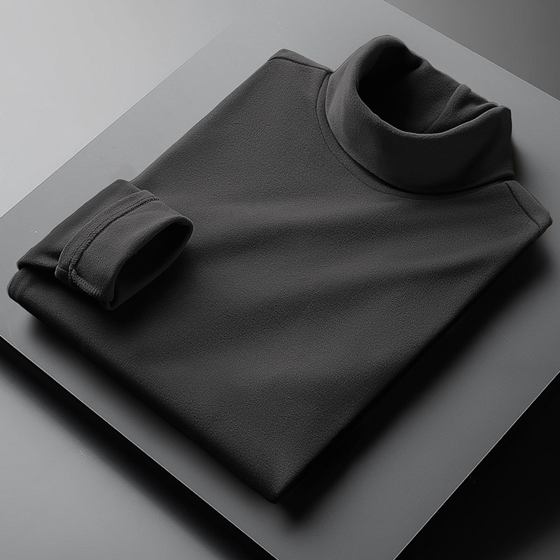 2021 autumn winter blouses semi-high collar double face velvet suede pure color Nelap warm beating undershirt male long sleeve T-shirt