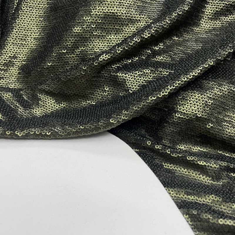 Mesh Sequin Fabric, Matte Army Green, Soft and Non-Irritating, Suitable for Dresses, Performance Costumes, Shiny Handmade DIY Fabric