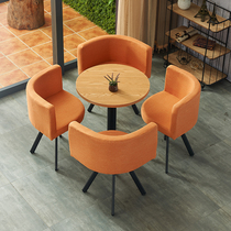 Small family type minimalist modern round table and chairs Combined office table and chairs Coffee room Milk Tea Shop Business Negotiation Table And Chairs