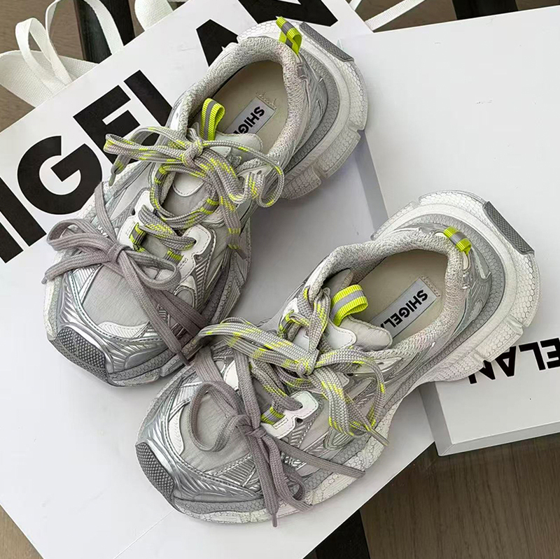 Poetry Lan Lace-Up Dad Shoes for Women, 2026 Spring New Model, Genuine Leather, Thick-Soled, Height-Increasing, Versatile Outdoor Sports and Casual Shoes