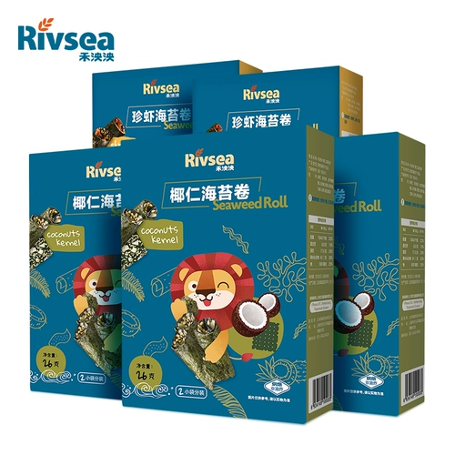 Heyi Rivsea Sea Moss Rolls 5 коробок с детской закусками детская еда и еда с едой 26 грамм на коробку