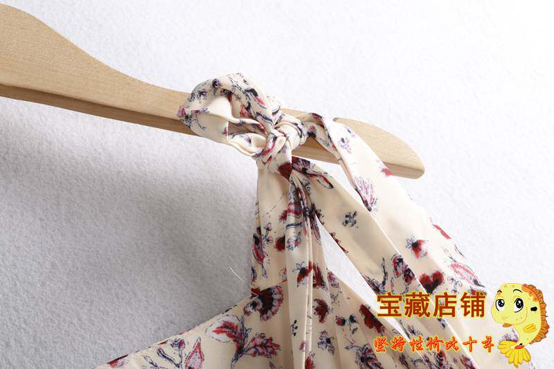 Боди/брюки 2790碎花连体裤 系带露背松紧时尚连体阔腿裤 小鱼儿外贸尾单女装