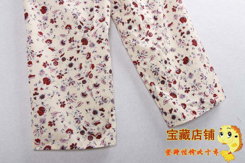 Боди/брюки 2790碎花连体裤 系带露背松紧时尚连体阔腿裤 小鱼儿外贸尾单女装