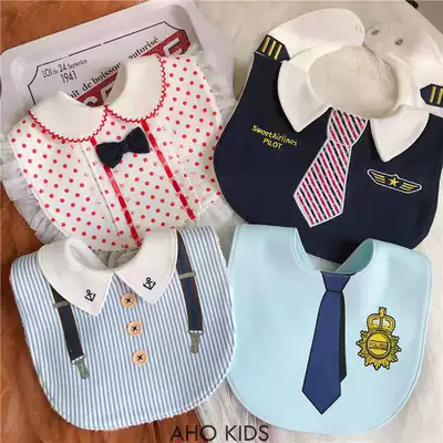 Slip towel cotton handsome gentleman tie pilot bib baby bib lapel lapel Lady baby spit milk
