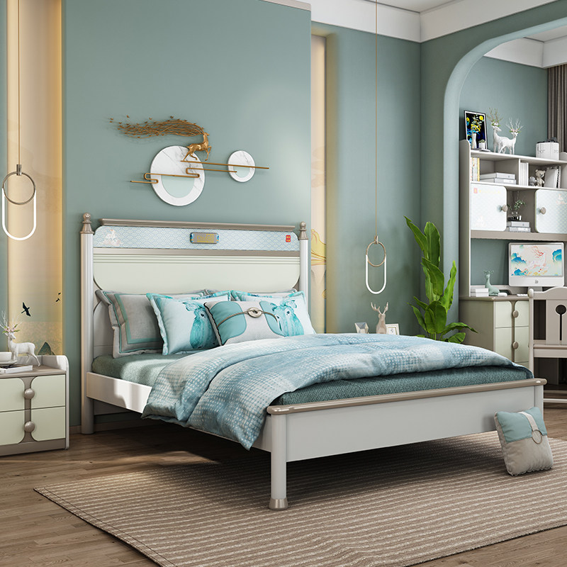 Children's bed Boy single beds 1 2 solid wood children's house furniture combination suit country tide and luxurious teenager bed