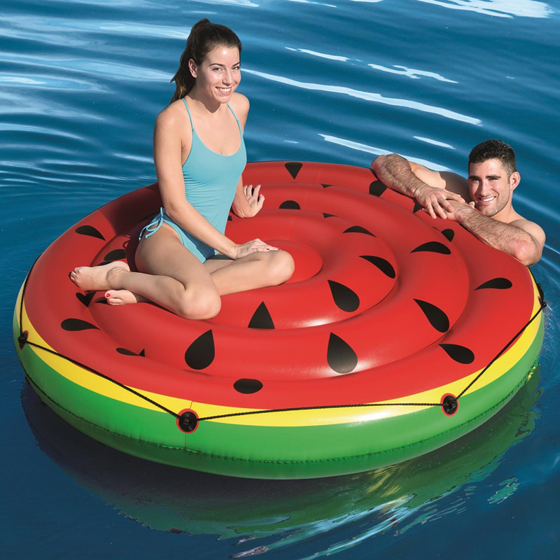 Super thickened big melon floating bed Children's leisure rubber boat Men and women adults water floating row rope swimming ring