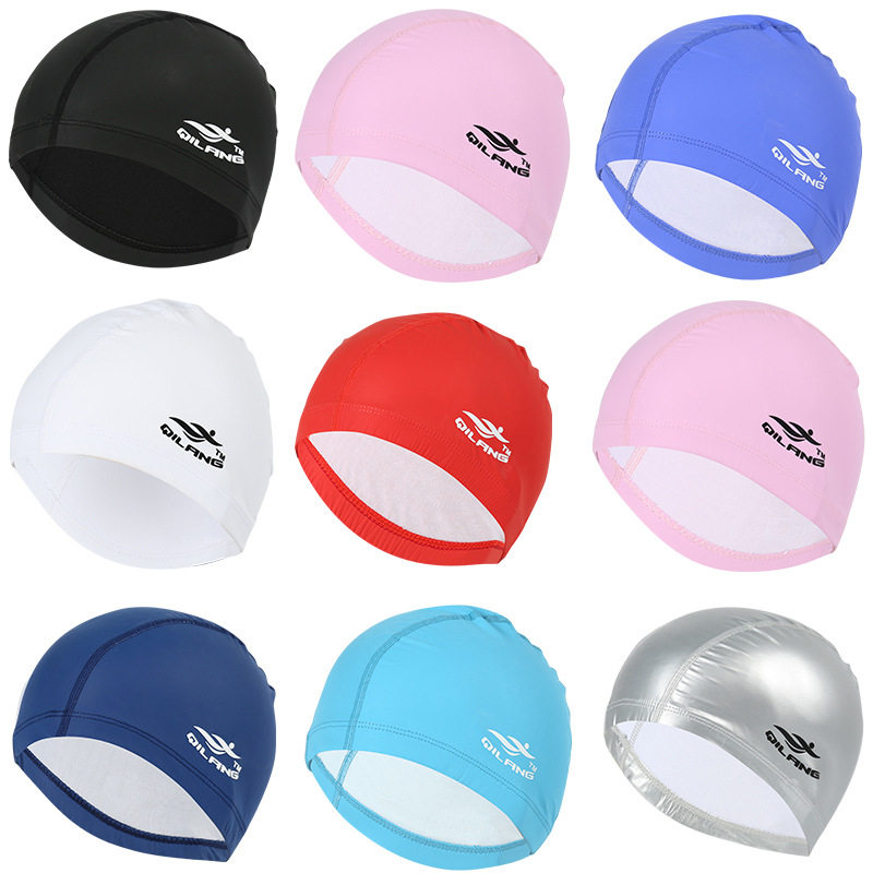 Fashion Adult Great Size Comfort Cloth Cap not Leehead men and women long hair care ear pure PU coated swimming cap swimming gear