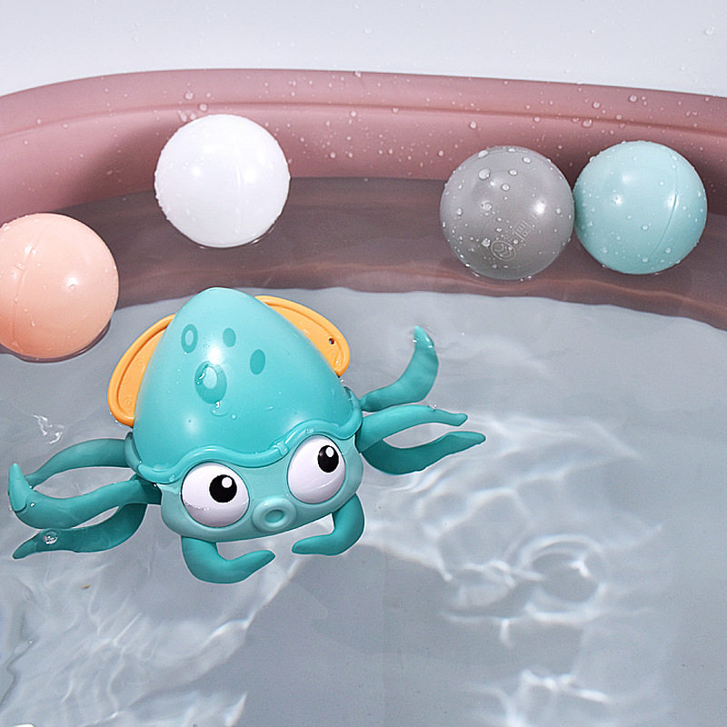 Baby Children's bathing drama Water Toys 8-claw fish Flower sprinklers Amphibious Tow Rope Drag and Crawling Octopus