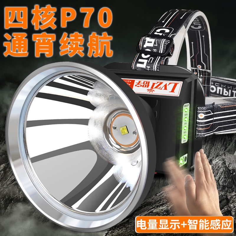 Imported German Japanese WORD HEADLIGHTS Intense Light Charged Headlights Led Flashlights Led Outdoor Super Bright Yellow Light Hernia