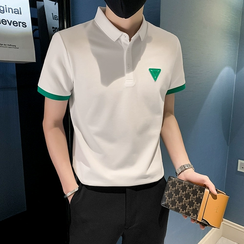 Трендовая футболка polo, популярно в интернете, короткий рукав, облегающий крой