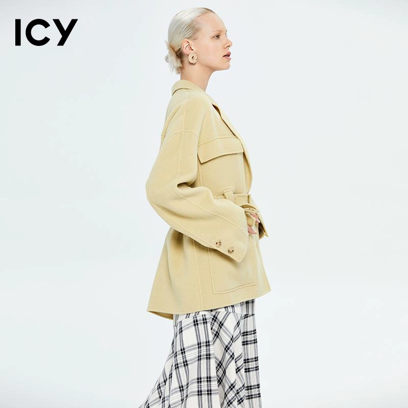 [Girl Boss] icy2019 mùa đông mới dụng cụ gió hai mặt áo khoác nịt eo nữ thanh lịch - Áo len lót đôi