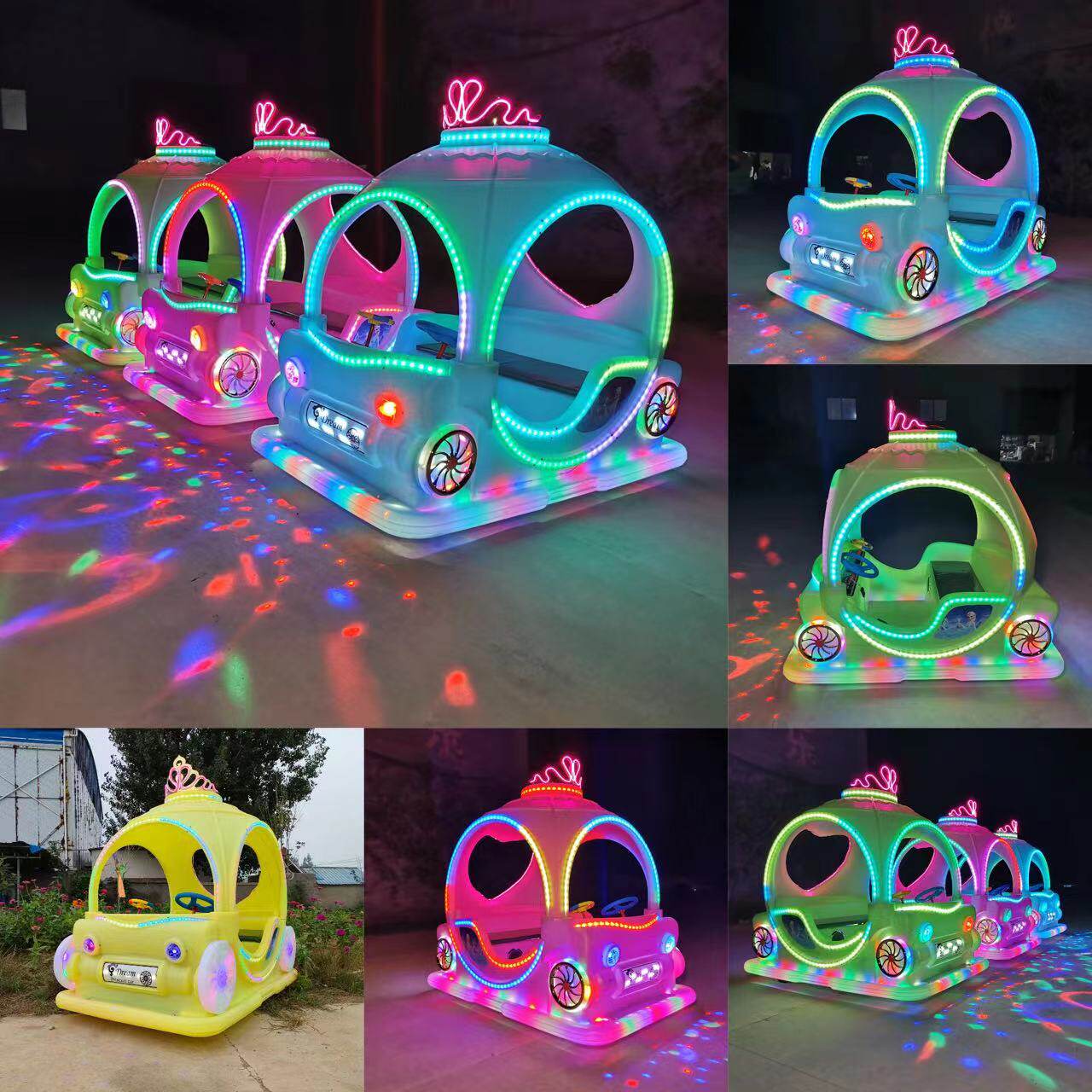 New Square Double People Net Redglow Electric Touch Car Tank Night Market Stall Child Electric Car Princess Flower Car