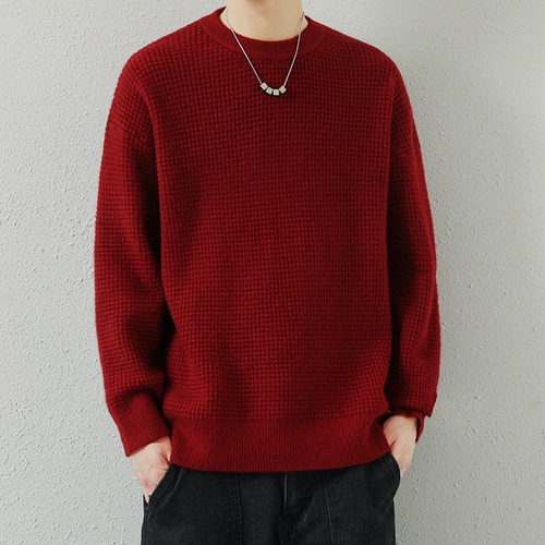 Красный чай улун Да Хун Пао, мужской демисезонный однотонный трикотажный свитер, свободный крой, увеличенная толщина