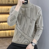 Мужской модный демисезонный трендовый трикотажный свитер, высокий воротник, увеличенная толщина