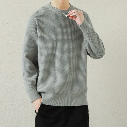 Красный чай улун Да Хун Пао, мужской демисезонный однотонный трикотажный свитер, свободный крой, увеличенная толщина