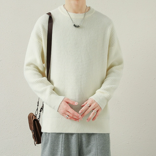 Красный чай улун Да Хун Пао, мужской демисезонный однотонный трикотажный свитер, свободный крой, увеличенная толщина