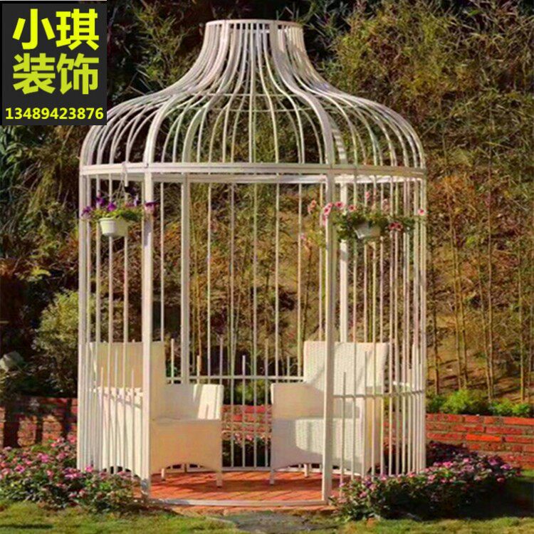 Wrought iron super large bird cage decoration outdoor giant iron cage restaurant hotel metal shopping mall extra large window display
