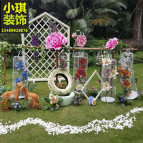 European retro wrought iron wedding decoration birdcage window decoration photography props white metal large birdcage