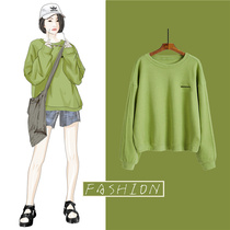 Hatless plus velvet thickened sweater women spring autumn and winter 2021 New Korean version of loose round neck small short coat