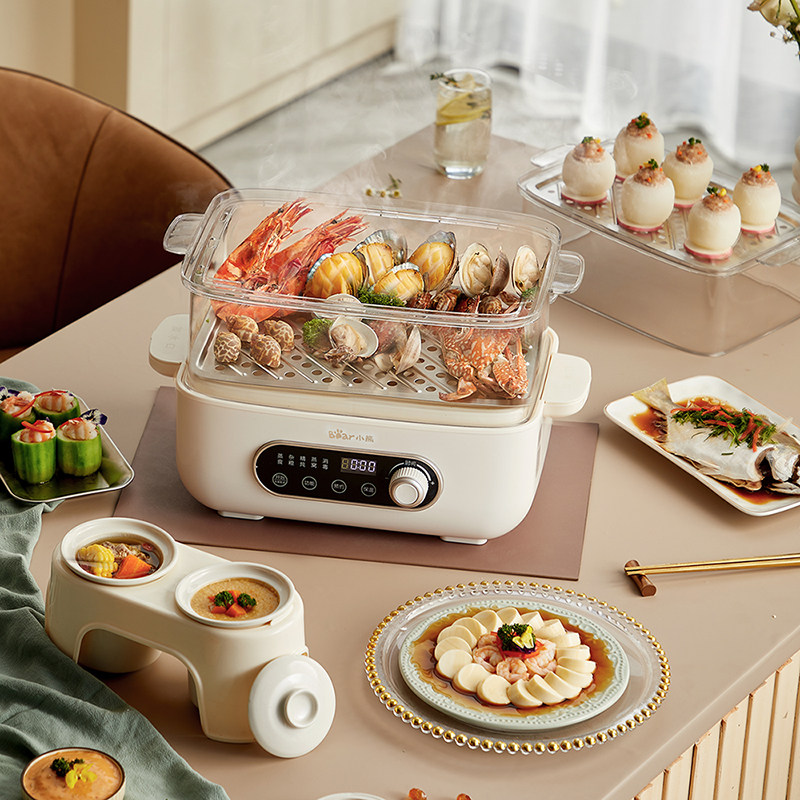 Bear Small Bear Multifunction Electric Steam Boiler Home Small Multi-layer Steamed Vegetable Theorizer Breakfast machine Cooking Integrated Large Capacity