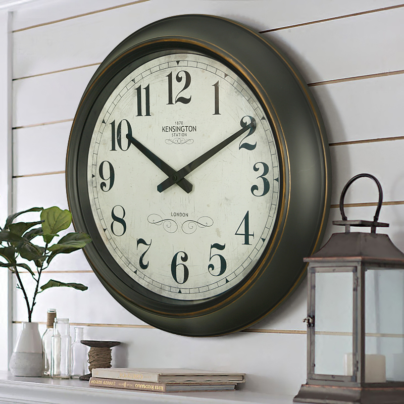 American country European modern minimalist art clock Personality creative living room fashion clock Wall clock Round wall clock