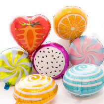 Fruit lollipop cartoon aluminum balloon baby year old childrens birthday party adult wedding room decoration layout
