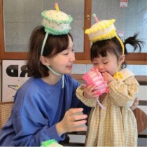 Net red ins Korean birthday cake hat candle hair hoop baby birthday party photo props children gift