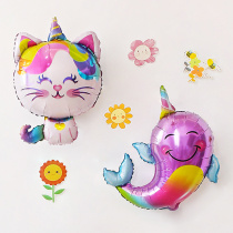 Cartoon narwhal fish cute aluminum film balloon ins children baby feast birthday decoration background wall scene arrangement