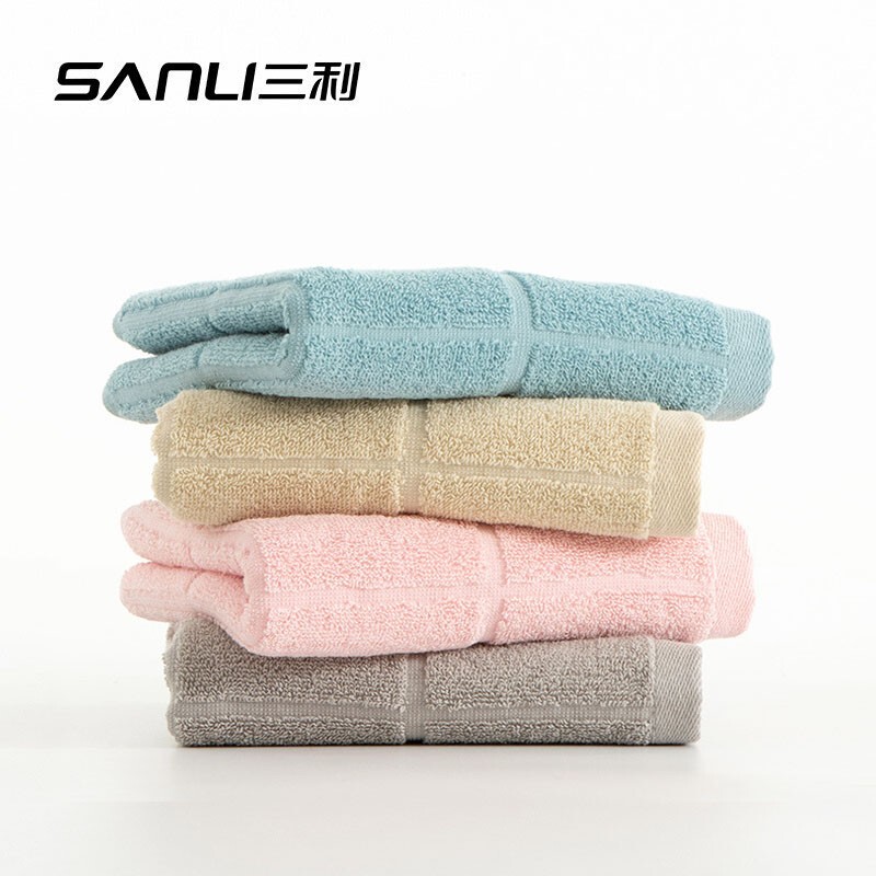 [4-Pack] Sanli Pure Cotton Plain Face Towels, Soft Face Wash Towels, Adult All-Cotton Bath Towels, Family Set