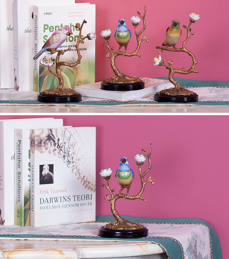 Creative ceramics with copper branches bird sitting room TV ark place in Europe and the study of example room decoration home decoration