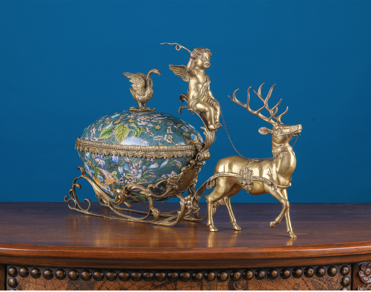 Furnishing articles household act the role ofing is tasted high - grade copper with porcelain deer cart store content box cover European American villa living room porch decoration