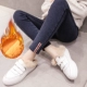 Bà bầu quần denim 2019 mùa xuân Bà bầu quần legging size lớn mặc bà bầu mùa thu đông cộng với quần nhung nâng bụng