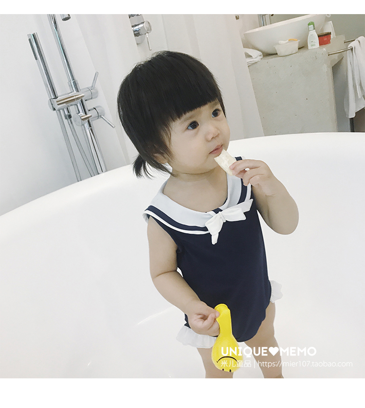 Đồ bơi bé gái Navy Wind 2018 phiên bản Hàn Quốc Mùa hè Mới cho bé Baby Baby Ocean Leotard Triangle bikini cồ tròn hở lưng
