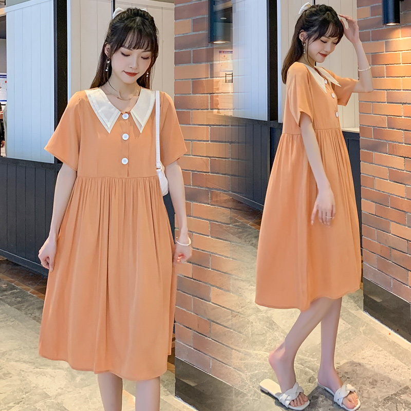 Pregnancy Woman Dress Summer Dress Ocean Bottling 2021 new small sub medium long version of pregnant woman skirt outside the dress Summer