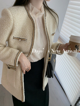 DAJO’S dazzling hidden shimmering webbing trim light luxury wool small fragrance coat