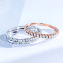 18K white gold diamond row diamond ring color gold rose gold diamond ring with guard ring broken diamond V ring female counter