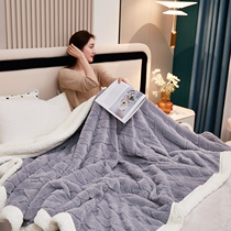 Winter thickened double layer lamb velvet taffeta blanket office nap blanket flannel cover leg blanket sofa