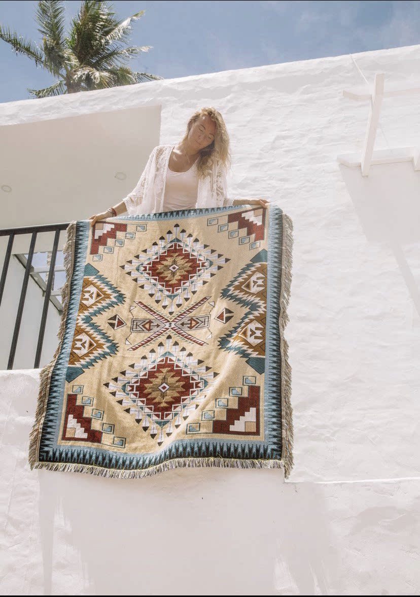 Double Rhombus Nordic Air Conditioning Blanket Retro Indian National Wind Sofa Blanket Decoration Blanket Navajo Wire Blanket Cover Blanket