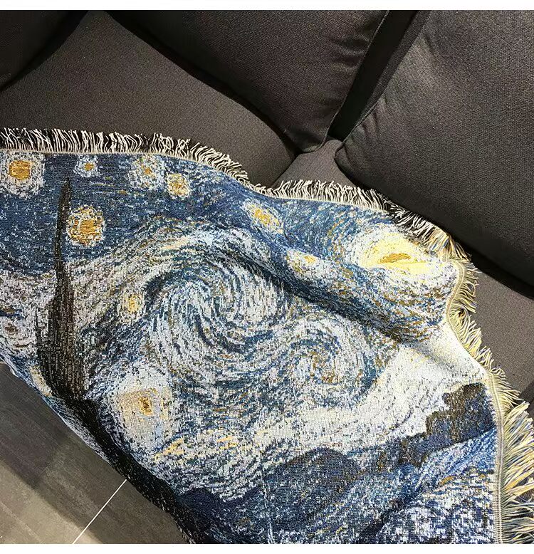 Ngoại thương B & B chăn Van Gogh sơn dầu loạt sofa chăn tấm thảm sao đêm nghệ thuật trang trí chăn chăn giải trí chăn bầu trời đầy sao thảm treo tường vintage
