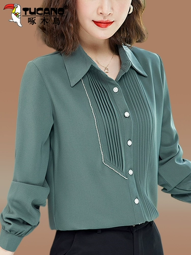 Шифоновый лонгслив, рубашка, футболка polo для матери для отдыха, коллекция 2023, в корейском стиле, в западном стиле